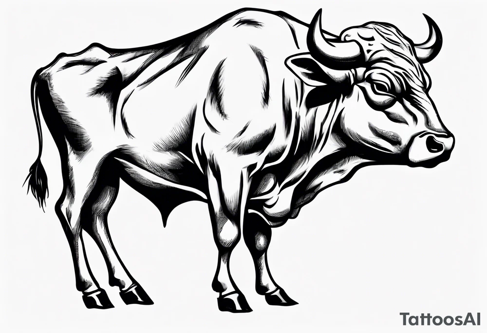 Aggressive Bull from the side facing right. tattoo idea