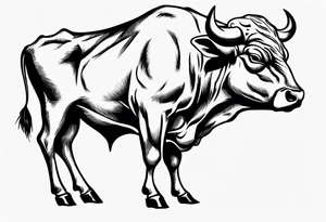 Aggressive Bull from the side facing right. tattoo idea
