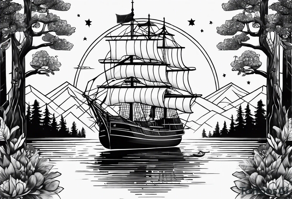 forest, lineswork tattoo idea