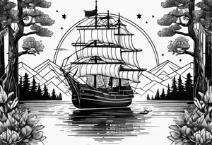 forest, lineswork tattoo idea