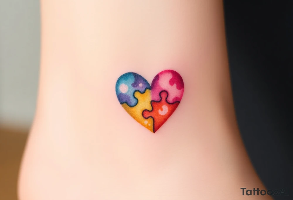 autism heart puzzle shape symbol tattoo idea