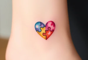 autism heart puzzle shape symbol tattoo idea