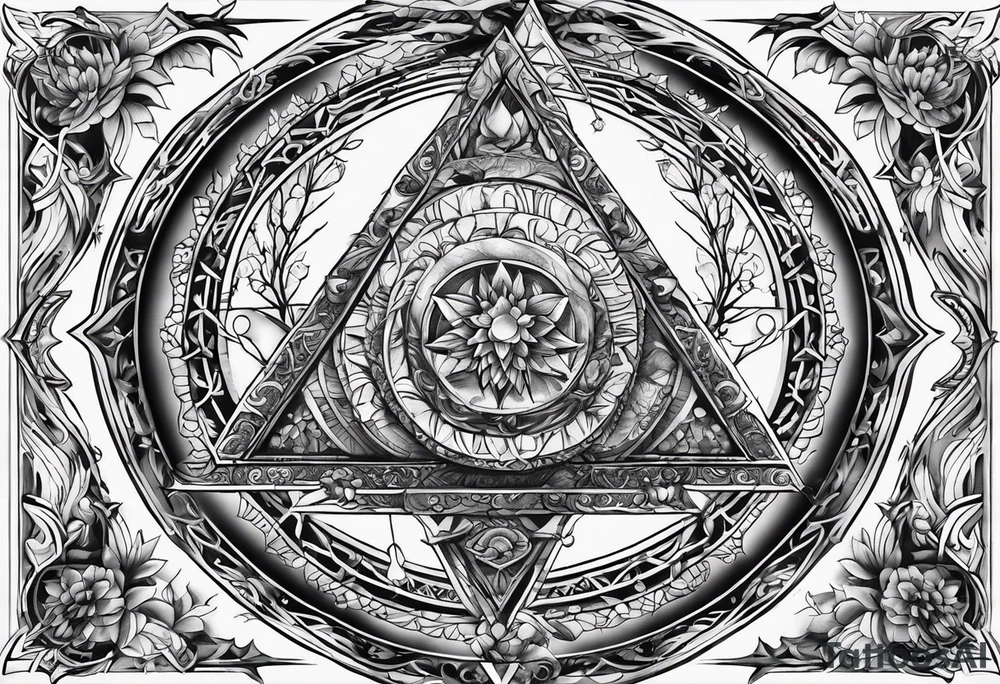 Pagan style tattoo circles triangles words tattoo idea