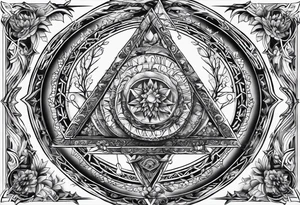 Pagan style tattoo circles triangles words tattoo idea