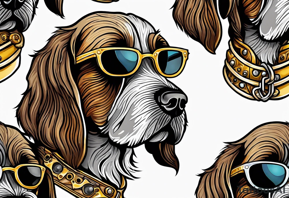 wirehaired pointing griffon steampunk goggles tattoo idea