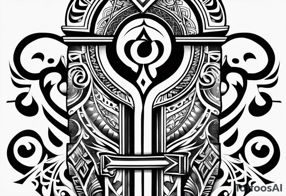 ankh mixed maori whole arm tattoo idea