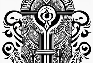 ankh mixed maori whole arm tattoo idea