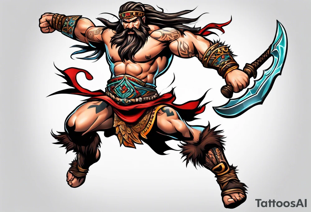 leaping barbarian tattoo idea