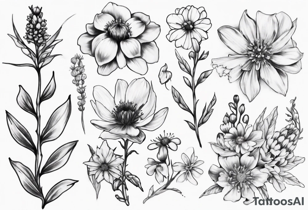 Vancouver island wildflowers tattoo idea