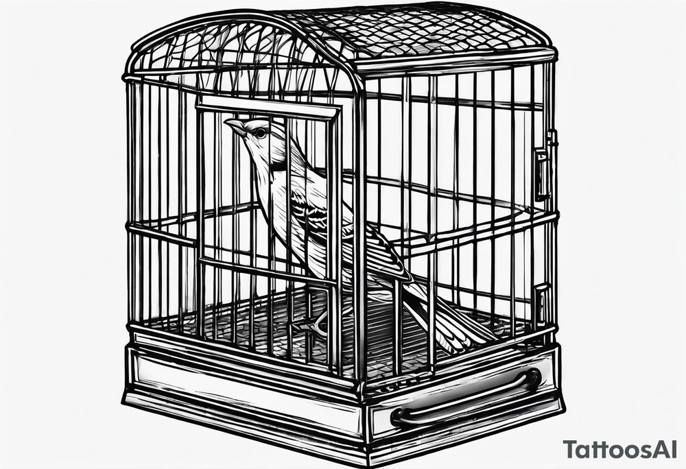 Empty Bird cage door open tattoo idea
