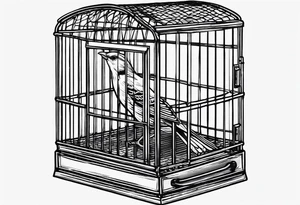 Empty Bird cage door open tattoo idea