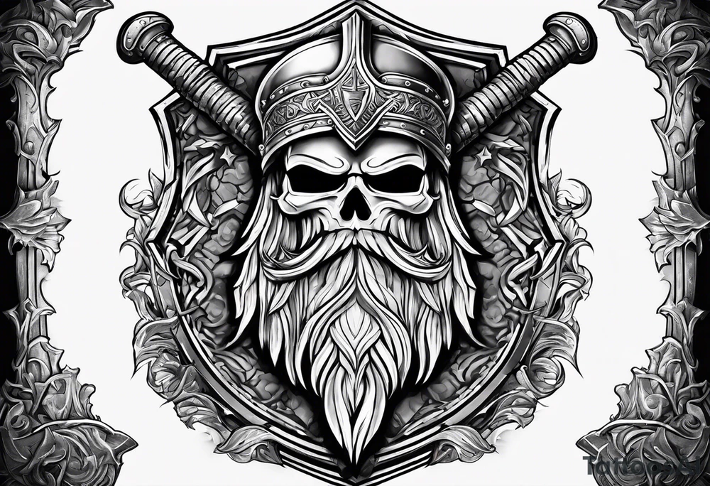 Valhalla sheild sword tattoo idea