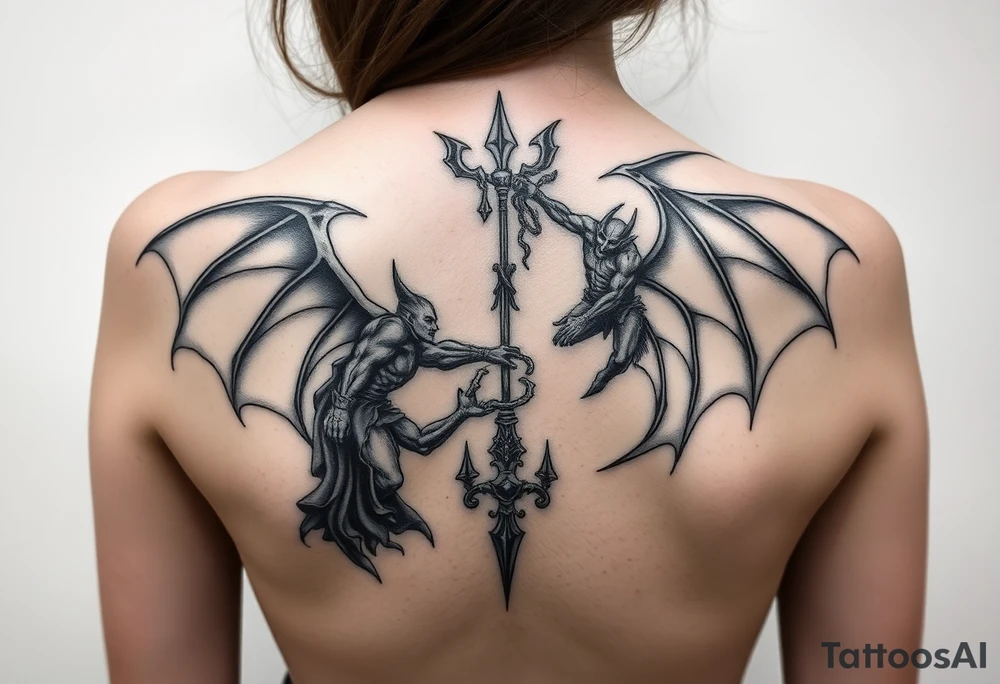 A battle between good and evil tattoo idea