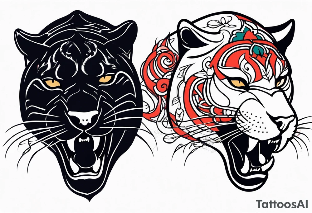 Panther with traditional tattoos tattoo idea