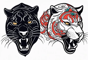 Panther with traditional tattoos tattoo idea