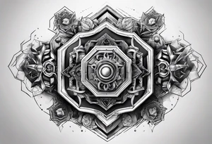 hexagon chest vertical tattoo idea