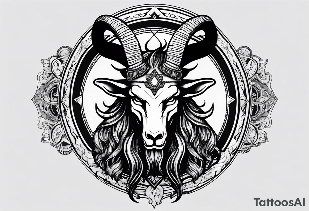 Headshot of baphomet tattoo idea