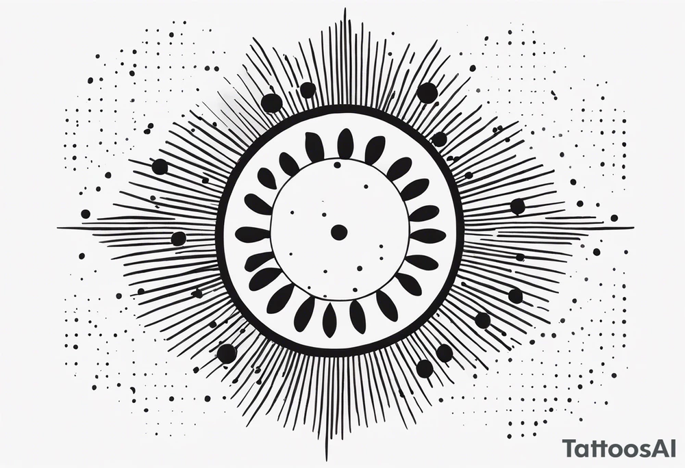 simple sunshine made of black dots with circles tattoo idea