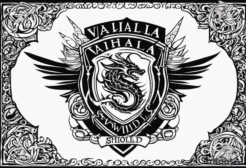 Valhalla sword ship dragon shield tattoo idea