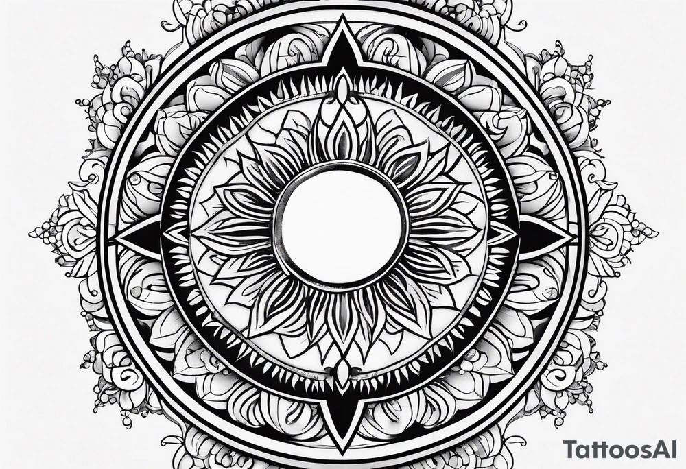 simple sun made of black dots and circles tattoo idea