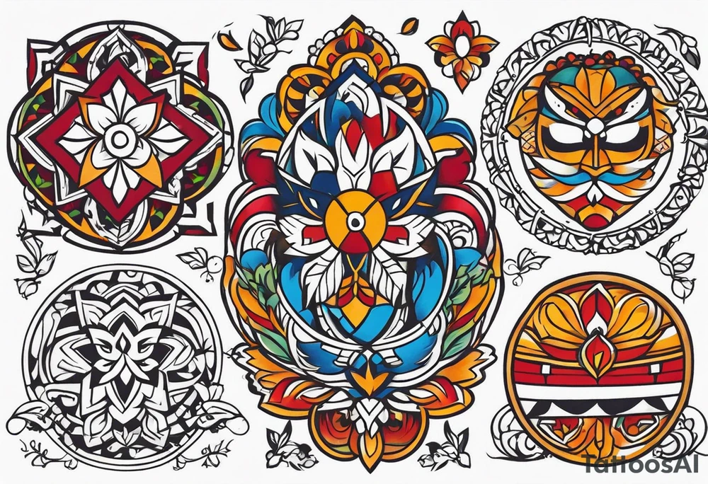 Hispanic heritage in a sleeve format tattoo idea