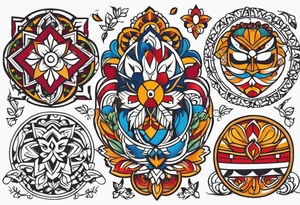 Hispanic heritage in a sleeve format tattoo idea