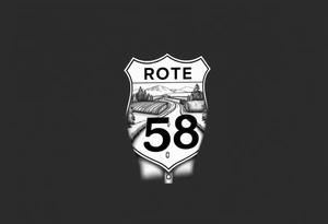Arm sleeve State Route sign 558, with trees all around and farm in background, road w/ view tattoo idea