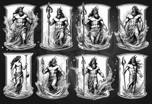 realistic poseidon greek mythology tattoo idea
