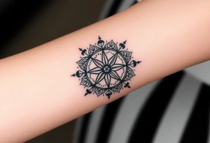 Floral compass tattoo idea