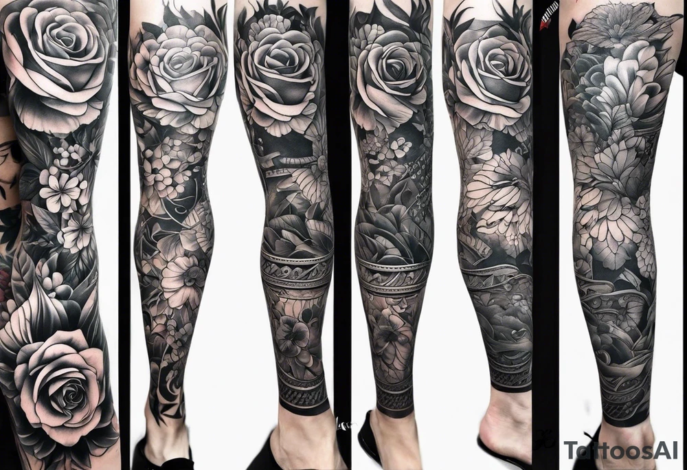 Full leg tattoo from stomach to foot tattoo idea
