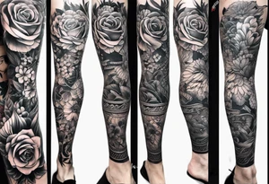 Full leg tattoo from stomach to foot tattoo idea