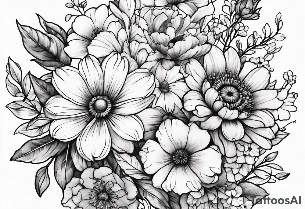 wildflower bouquet tattoo idea