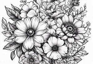 wildflower bouquet tattoo idea