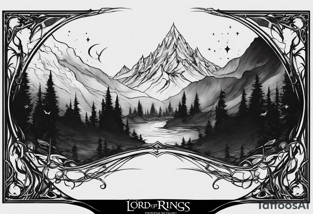 Lord of the rings with Harry Potter incorporated but clear visual of both movies. Small and minimal. Something like the deathly hallows symbol made out of swords and wizard staff from LOTR tattoo idea