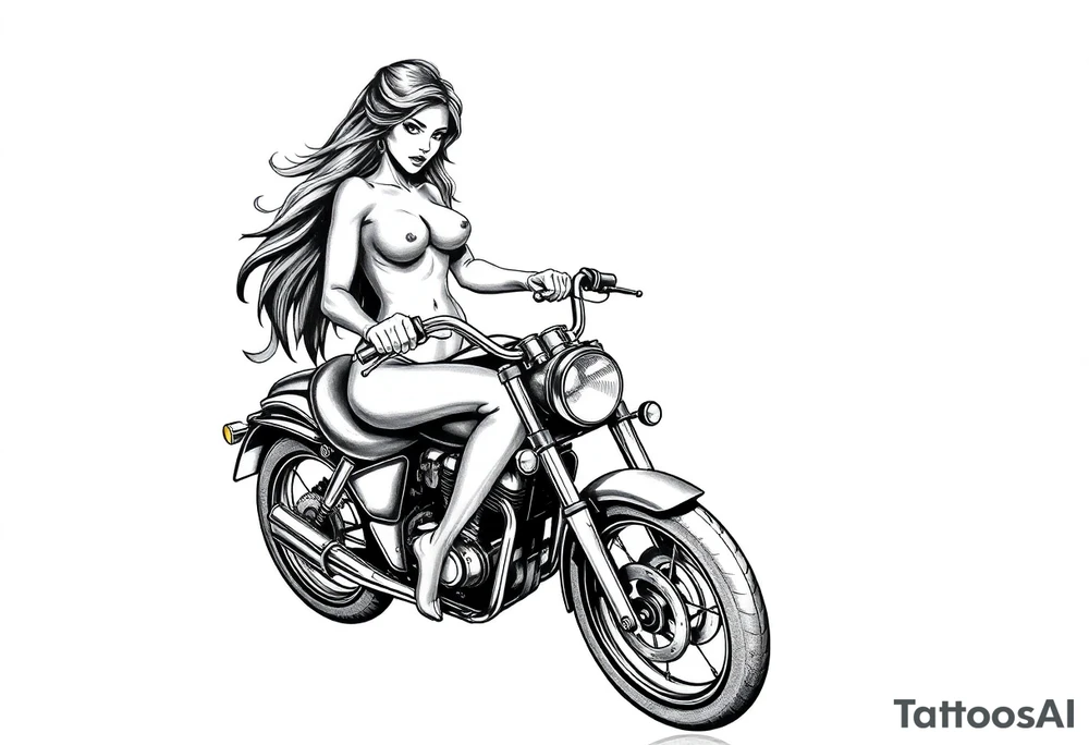 naked girl on motorcycle, slut, angry tattoo idea