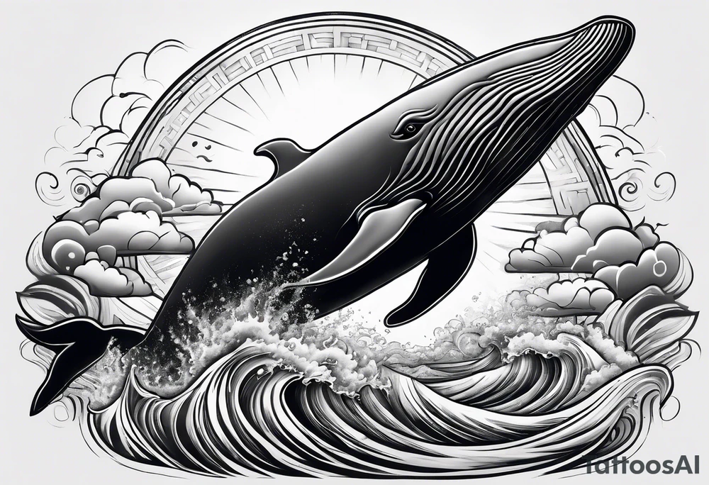 Whale ascending towards light tattoo idea