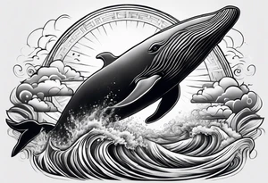 Whale ascending towards light tattoo idea