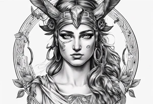 realistic Artemis greek mythology tattoo idea