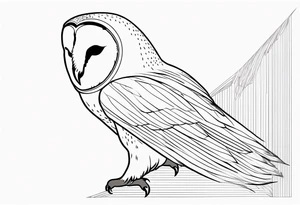 barn owl descending on prey very few lines abstract tattoo idea