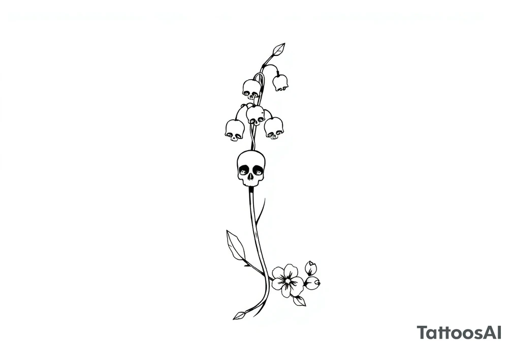 Lily of the valley tattoo vine wrap around with skulls in place of flower tattoo idea