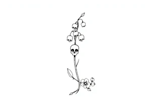 Lily of the valley tattoo vine wrap around with skulls in place of flower tattoo idea