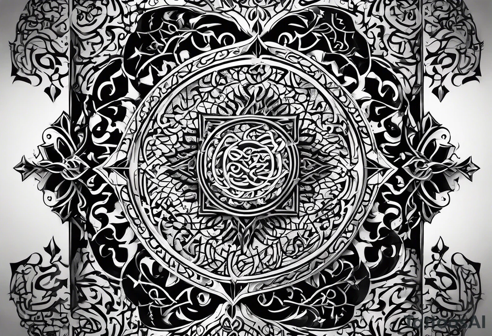Arabic calligraphy in a straight sentence tattoo idea
