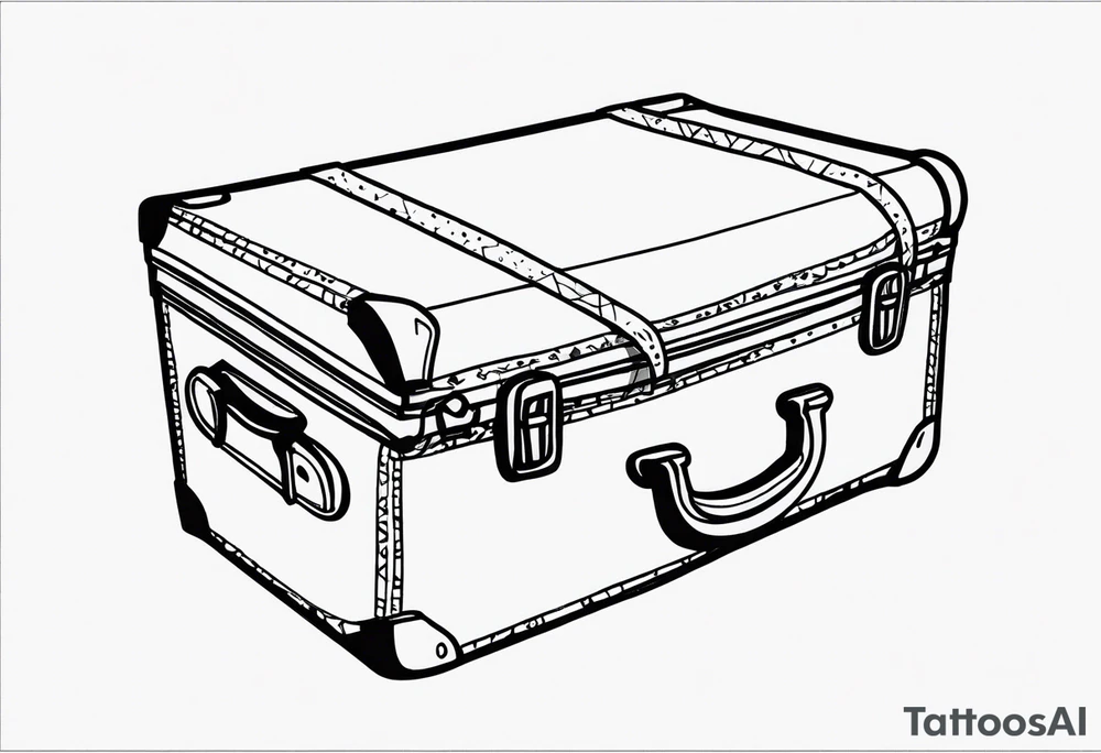 Cardboard suitcase lineart and minimalist tattoo idea