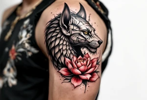 egyptian animal and lotus (make red and black) tattoo idea