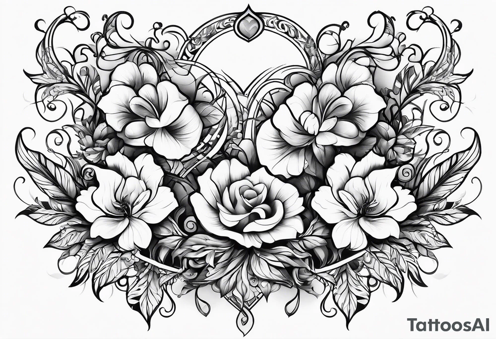 flowers hearts heaven tattoo idea