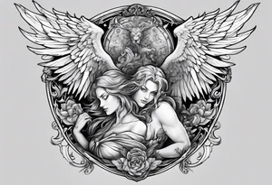 Angels and demons fighting tattoo idea