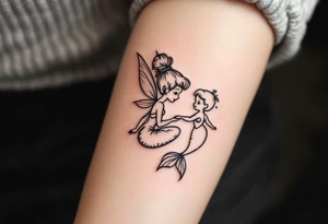 tinkerbell as a fairy and a little mermaid friend tattoo idea