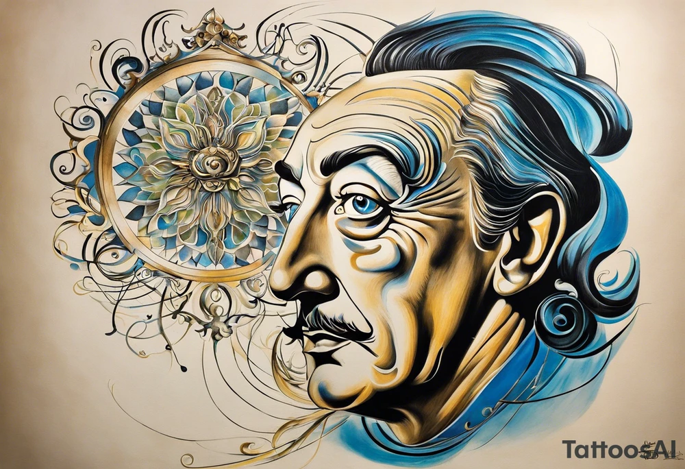 Сложный эскиз на спину в стиле salvador dali, огонь должен присутствовать tattoo idea