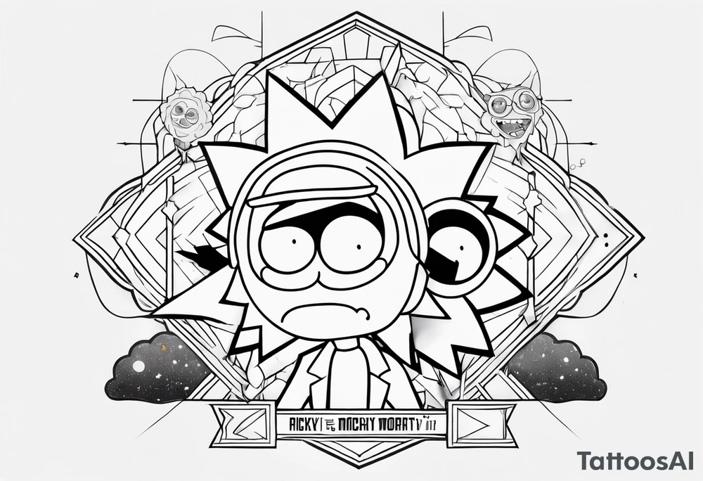 Ricky e morty minimalista tattoo idea