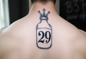 Baby bottle with crown and number 29 tattoo idea